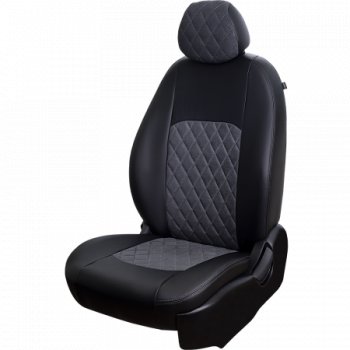 6 199 р. Комплект чехлов сидений Lord Auto(Илана+Алькантара РОМБ) Chevrolet Aveo T200 хэтчбек 5 дв (2002-2008) (Черный+серый)  с доставкой в г. Кемерово. Увеличить фотографию 2