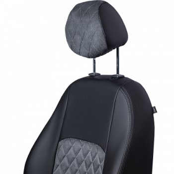6 199 р. Комплект чехлов сидений Lord Auto(Илана+Алькантара РОМБ) Chevrolet Aveo T200 хэтчбек 5 дв (2002-2008) (Черный+серый)  с доставкой в г. Кемерово. Увеличить фотографию 4
