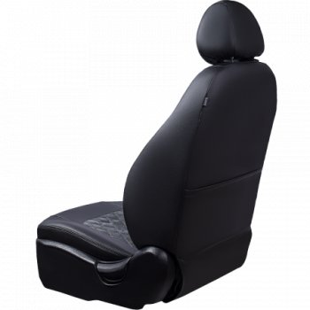 6 199 р. Комплект чехлов сидений Lord Auto(Илана+Алькантара РОМБ) Chevrolet Aveo T200 хэтчбек 5 дв (2002-2008) (Черный+серый)  с доставкой в г. Кемерово. Увеличить фотографию 5