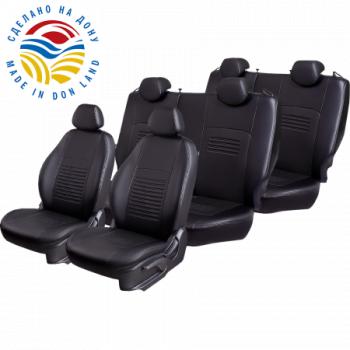 11 349 р. Комплект чехлов для сидений (7 мест Илана+Орегон) ТУРИН СТ Lord Autofashion  Nissan Qashqai +2  1 (2008-2014) J10 дорестайлинг, J10 рестайлинг (черный, вставка черная, строчка черная)  с доставкой в г. Кемерово. Увеличить фотографию 2