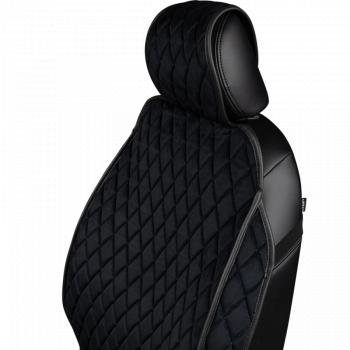 2 349 р. Накидка на сиденье (2 места Хами) ФЕНИКС ст РОМБ Lord Autofashion   (черный, строчка синяя)  с доставкой в г. Кемерово. Увеличить фотографию 5