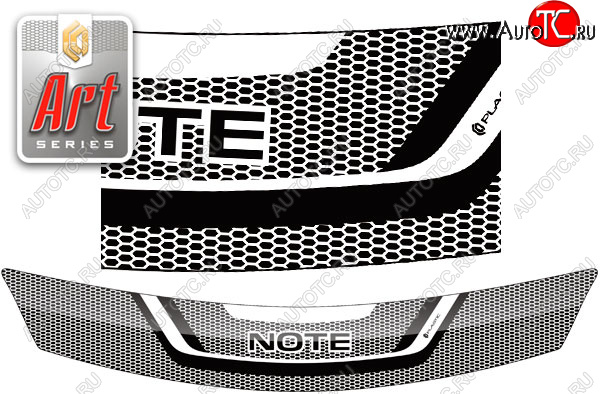 2 299 р. Дефлектор капота (правый руль) CA-Plastic  Nissan Note  1 (2008-2013) E11 рестайлинг (Серия Art черная)  с доставкой в г. Кемерово