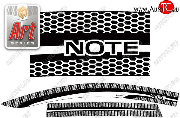 2 399 р. Дефлектора окон CA-Plastic  Nissan Note  1 (2008-2013) E11 рестайлинг (серия Art белая)  с доставкой в г. Кемерово