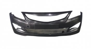 Бампер передний (с отверстиями под ПТФ) GAMMA Hyundai Solaris  RBr (2014-2017) седан рестайлинг, хэтчбэк рестайлинг