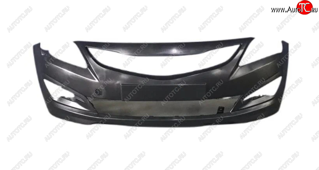 1 579 р. Бампер передний (с отверстиями под ПТФ) GAMMA  Hyundai Solaris  RBr (2014-2017) седан рестайлинг, хэтчбэк рестайлинг (Неокрашенный)  с доставкой в г. Кемерово
