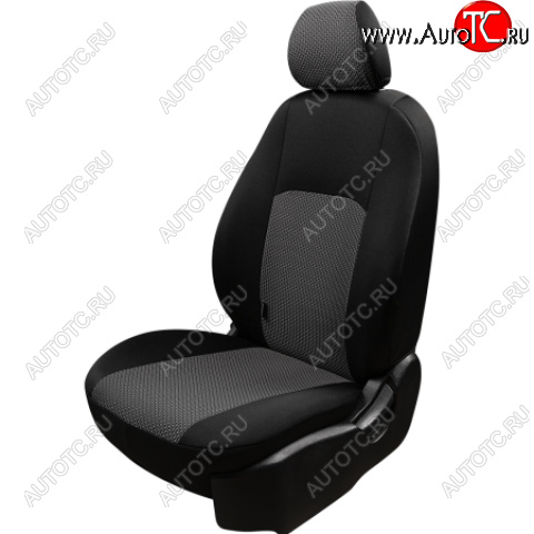 7 299 р. Комплект чехлов для сидений (РЗС 40/60 2Г жаккард) Дублин Lord Autofashion  Chevrolet Cobalt (2011-2023), Ravon R4 (2016-2020) (черный, вставка зигзаг серый, строчка черный)  с доставкой в г. Кемерово