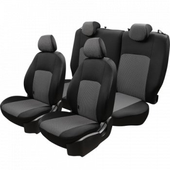 7 299 р. Комплект чехлов для сидений (РЗС 40/60 2Г жаккард) Дублин Lord Autofashion  Chevrolet Cobalt (2011-2023), Ravon R4 (2016-2020) (черный, вставка зигзаг серый, строчка черный)  с доставкой в г. Кемерово. Увеличить фотографию 6