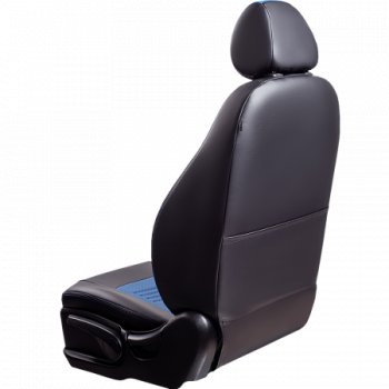 5 799 р. Комплект чехлов для сидений (РЗС 40/60 2Г Илана+Орегон) ТУРИН Lord Autofashion Ravon R4 (2016-2020) (черный, вставка синяя, строчка синяя)  с доставкой в г. Кемерово. Увеличить фотографию 4