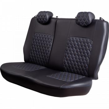 9 699 р. Комплект чехлов для сидений (ЦЗС Илана+Орегон) ТУРИН ст РОМБ Lord Autofashion  Daewoo Matiz  M150 (2000-2016) рестайлинг (черный, вставка черная+синяя, строчка синяя)  с доставкой в г. Кемерово. Увеличить фотографию 7