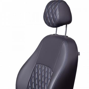 9 699 р. Комплект чехлов для сидений (ЦЗС Илана+Орегон) ТУРИН ст РОМБ Lord Autofashion  Daewoo Matiz  M150 (2000-2016) рестайлинг (черный, вставка черная+синяя, строчка синяя)  с доставкой в г. Кемерово. Увеличить фотографию 8
