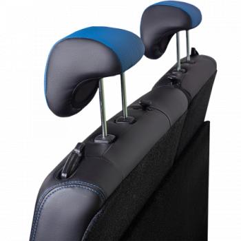 8 549 р. Комплект чехлов для сидений (ЦЗС 2Г Илана+Орегон) ТУРИН СТ Lord Autofashion  Daewoo Nexia  рестайлинг (2008-2015) (черный, вставка синяя, строчка синяя)  с доставкой в г. Кемерово. Увеличить фотографию 4