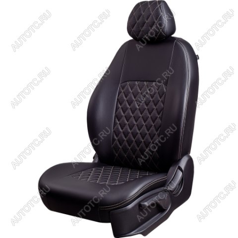 4 999 р. Комплект чехлов для сидений (1+2 места Илана+Орегон) ТУРИН ст РОМБ Lord Autofashion CITROEN Jumper 290 рестайлинг (2014-2022) (черный, вставка черная+бежевая, строчка бежевая)  с доставкой в г. Кемерово