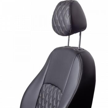 4 999 р. Комплект чехлов для сидений (1+2 места Илана+Орегон) ТУРИН ст РОМБ Lord Autofashion CITROEN Jumper 290 рестайлинг (2014-2022) (черный, вставка черная+бежевая, строчка бежевая)  с доставкой в г. Кемерово. Увеличить фотографию 3