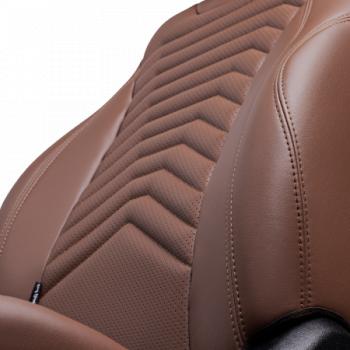 24 649 р. Комплект чехлов для сидений (к. Trend Spor Орегон) БАЙРОН ст ПРЕЗИДЕНТ Lord Autofashion  Ford Focus  3 (2010-2019) универсал дорестайлинг, хэтчбэк дорестайлинг, седан дорестайлинг, седан рестайлинг, универсал рестайлинг, хэтчбэк рестайлинг (темно-коричневый, вставка темно-коричнвая+коричневая, строчка коричневая)  с доставкой в г. Кемерово. Увеличить фотографию 2