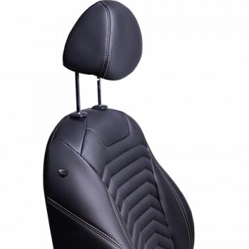 24 649 р. Комплект чехлов для сидений (к. Trend Spor Орегон) БАЙРОН ст ПРЕЗИДЕНТ Lord Autofashion  Ford Focus  3 (2010-2019) универсал дорестайлинг, хэтчбэк дорестайлинг, седан дорестайлинг, седан рестайлинг, универсал рестайлинг, хэтчбэк рестайлинг (черный, вставка черная, строчка бежевая)  с доставкой в г. Кемерово. Увеличить фотографию 3