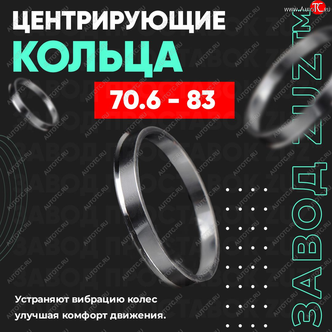1 849 р. Центровочные кольца для дисков 70.6 - 83 (алюминиевые) 4шт. переходные центрирующие проставочные супинаторы на ступицу ЗАВОД ПРОСТАВОК ZUZ 70.6 - 83  с доставкой в г. Кемерово
