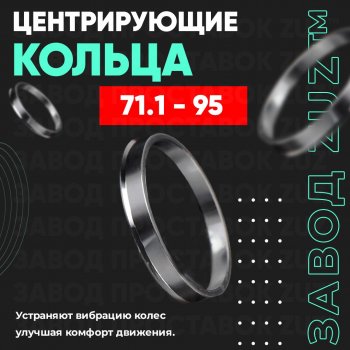 1 849 р. Центровочные кольца для дисков 71.1 - 95 (алюминиевые) 4шт. переходные центрирующие проставочные супинаторы на ступицу ЗАВОД ПРОСТАВОК ZUZ 71.1 - 95  с доставкой в г. Кемерово. Увеличить фотографию 1