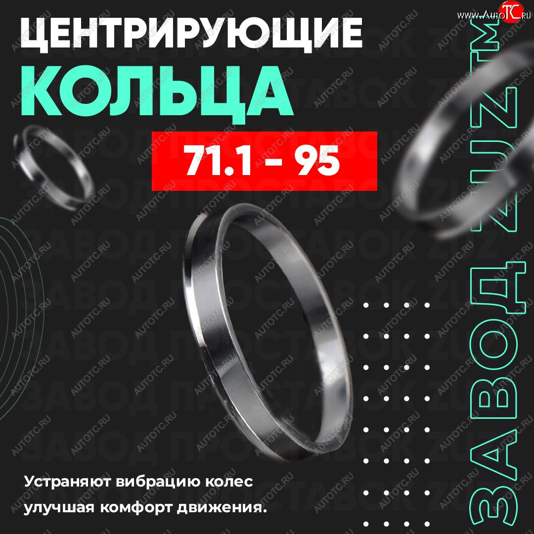 1 849 р. Центровочные кольца для дисков 71.1 - 95 (алюминиевые) 4шт. переходные центрирующие проставочные супинаторы на ступицу ЗАВОД ПРОСТАВОК ZUZ 71.1 - 95  с доставкой в г. Кемерово