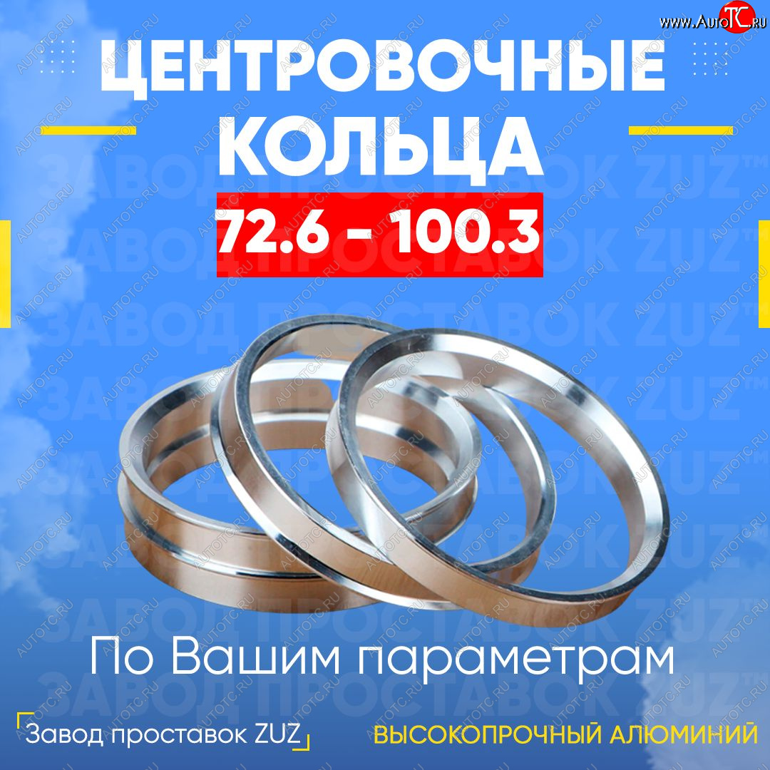 1 849 р. Центровочные кольца для дисков 72.6 - 100.3 (алюминиевые) 4шт. переходные центрирующие проставочные супинаторы на ступицу ЗАВОД ПРОСТАВОК ZUZ 72.6 - 100.3  с доставкой в г. Кемерово