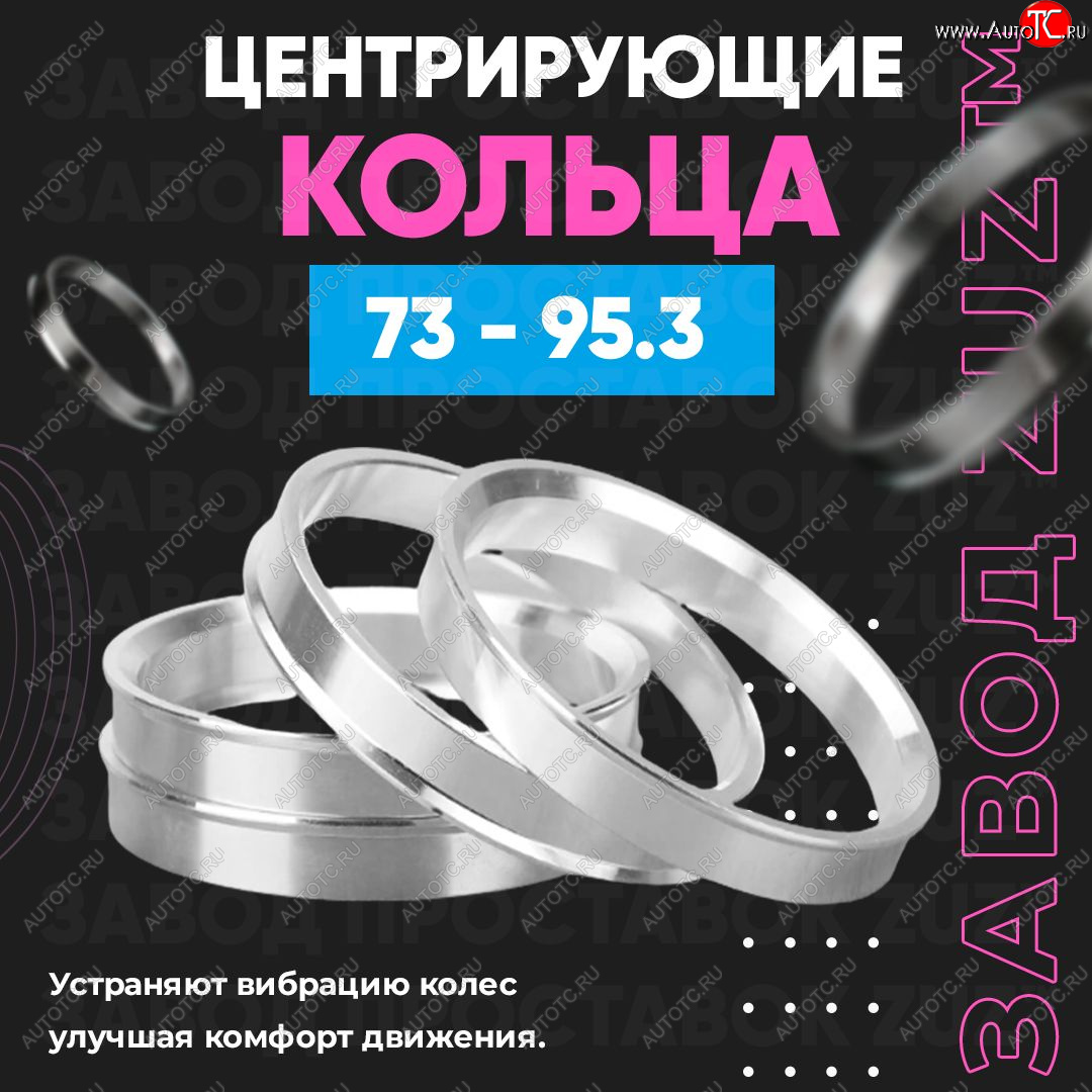 1 849 р. Центровочные кольца для дисков 73 - 95.3 (алюминиевые) 4шт. переходные центрирующие проставочные супинаторы на ступицу ЗАВОД ПРОСТАВОК ZUZ 73 - 95.3  с доставкой в г. Кемерово