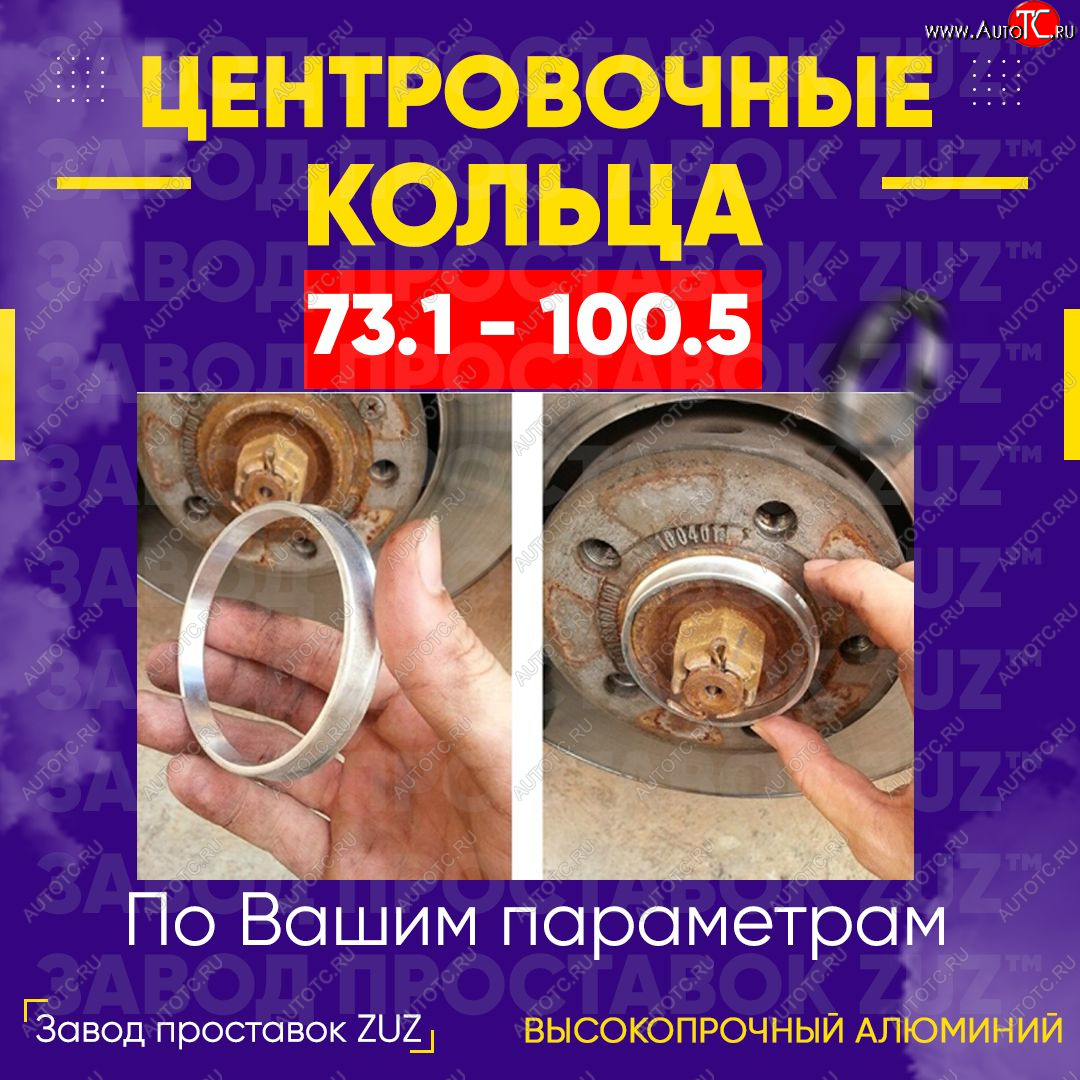 1 849 р. Центровочные кольца для дисков 73.1 - 100.5 (алюминиевые) 4шт. переходные центрирующие проставочные супинаторы на ступицу ЗАВОД ПРОСТАВОК ZUZ 73.1 - 100.5  с доставкой в г. Кемерово