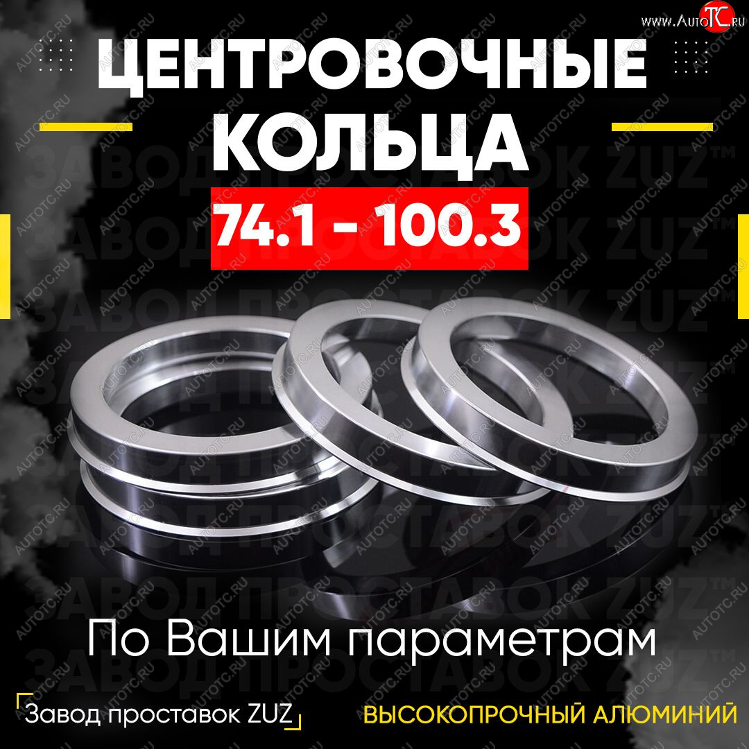 1 849 р. Центровочные кольца для дисков 74.1 - 100.3 (алюминиевые) 4шт. переходные центрирующие проставочные супинаторы на ступицу ЗАВОД ПРОСТАВОК ZUZ 74.1 - 100.3  с доставкой в г. Кемерово