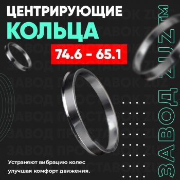 1 849 р. Центровочные кольца для дисков 74.6 - 65.1 (алюминиевые) 4шт. переходные центрирующие проставочные супинаторы на ступицу ЗАВОД ПРОСТАВОК ZUZ 74.6 - 65.1  с доставкой в г. Кемерово. Увеличить фотографию 1