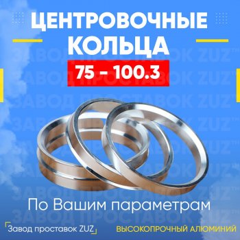 1 849 р. Центровочные кольца для дисков 75 - 100.3 (алюминиевые) 4шт. переходные центрирующие проставочные супинаторы на ступицу ЗАВОД ПРОСТАВОК ZUZ 75 - 100.3  с доставкой в г. Кемерово. Увеличить фотографию 1