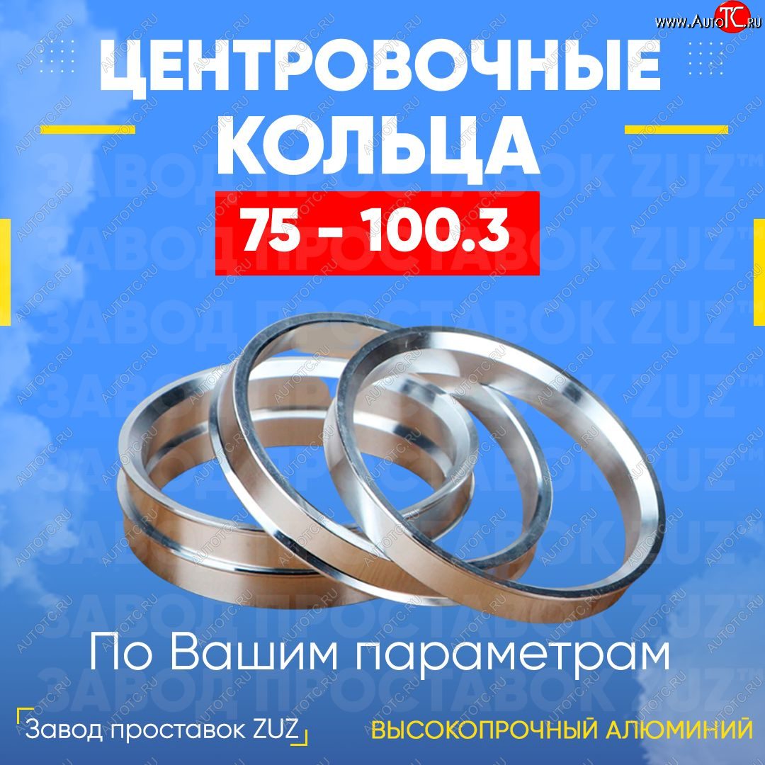 1 849 р. Центровочные кольца для дисков 75 - 100.3 (алюминиевые) 4шт. переходные центрирующие проставочные супинаторы на ступицу ЗАВОД ПРОСТАВОК ZUZ 75 - 100.3  с доставкой в г. Кемерово