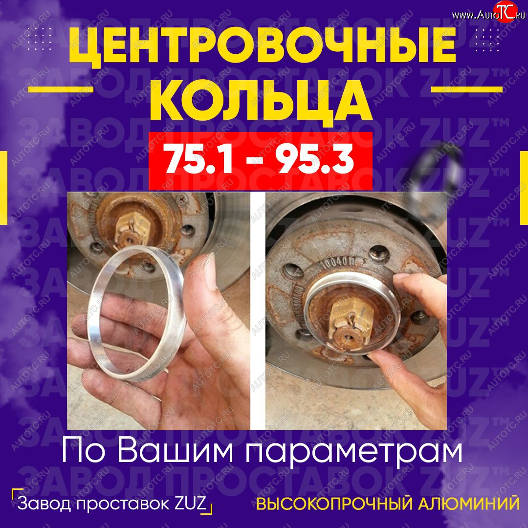 1 849 р. Центровочные кольца для дисков 75.1 - 95.3 (алюминиевые) 4шт. переходные центрирующие проставочные супинаторы на ступицу ЗАВОД ПРОСТАВОК ZUZ 75.1 - 95.3  с доставкой в г. Кемерово