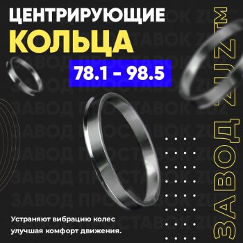1 849 р. Центровочные кольца для дисков 78.1 - 98.5 (алюминиевые) 4шт. переходные центрирующие проставочные супинаторы на ступицу ЗАВОД ПРОСТАВОК ZUZ 78.1-98.5  с доставкой в г. Кемерово. Увеличить фотографию 1