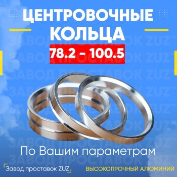 1 849 р. Центровочные кольца для дисков 78.2 - 100.5 (алюминиевые) 4шт. переходные центрирующие проставочные супинаторы на ступицу ЗАВОД ПРОСТАВОК ZUZ 78.2 - 100.5  с доставкой в г. Кемерово. Увеличить фотографию 1