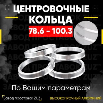 1 849 р. Центровочные кольца для дисков 78.6 - 100.3 (алюминиевые) 4шт. переходные центрирующие проставочные супинаторы на ступицу ЗАВОД ПРОСТАВОК ZUZ 78.6 - 100.3  с доставкой в г. Кемерово. Увеличить фотографию 1