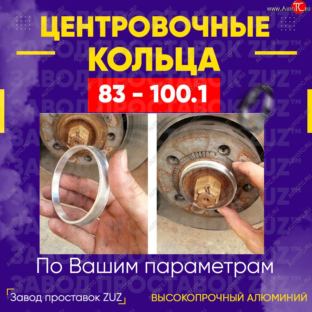 1 849 р. Центровочные кольца для дисков 83 - 100.1 (алюминиевые) 4шт. переходные центрирующие проставочные супинаторы на ступицу ЗАВОД ПРОСТАВОК ZUZ 83 - 100.1  с доставкой в г. Кемерово