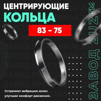 1 849 р. Центровочные кольца для дисков 83 - 75 (алюминиевые) 4шт. переходные центрирующие проставочные супинаторы на ступицу ЗАВОД ПРОСТАВОК ZUZ 83 - 75  с доставкой в г. Кемерово. Увеличить фотографию 1
