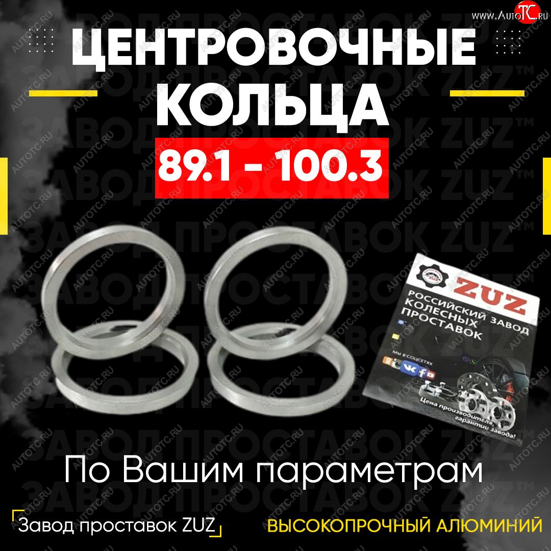 1 849 р. Центровочные кольца для дисков 89.1 - 100.3 (алюминиевые) 4шт. переходные центрирующие проставочные супинаторы на ступицу ЗАВОД ПРОСТАВОК ZUZ 89.1 - 100.3  с доставкой в г. Кемерово