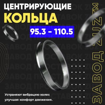 1 849 р. Центровочные кольца для дисков 95.3 - 110.5 (алюминиевые) 4шт. переходные центрирующие проставочные супинаторы на ступицу ЗАВОД ПРОСТАВОК ZUZ 95.3-110.5  с доставкой в г. Кемерово. Увеличить фотографию 1