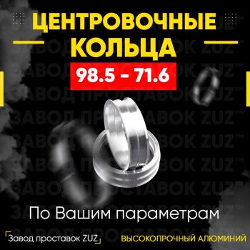 1 849 р. Центровочные кольца для дисков 98.5 - 71.6 (алюминиевые) 4шт. переходные центрирующие проставочные супинаторы на ступицу ЗАВОД ПРОСТАВОК ZUZ 98.5-71.6  с доставкой в г. Кемерово. Увеличить фотографию 1