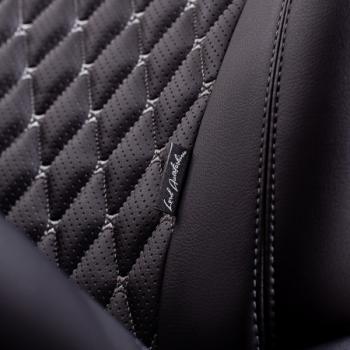 18 549 р. Комплект чехлов для сидений (РЗСиС 40/60 ЗГ Орегон) БАЙРОН Lord Autofashion  Chevrolet Spark  M300 (2010-2015), Ravon R2 (2016-2025) (черный, вставка черная, строчка темно-серая)  с доставкой в г. Кемерово. Увеличить фотографию 5