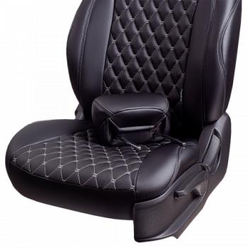 18 549 р. Комплект чехлов для сидений (РЗСиС 40/60 ЗГ Орегон) БАЙРОН Lord Autofashion  Chevrolet Spark  M300 (2010-2015), Ravon R2 (2016-2025) (черный, вставка черная, строчка темно-серая)  с доставкой в г. Кемерово. Увеличить фотографию 7