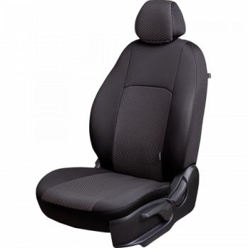 Комплект чехлов для сидений (РЗС 40/60 3Г Жаккард) Дублин Lord Autofashion KIA Ceed 1 ED дорестайлинг, хэтчбэк 5 дв. (2006-2010) (черный, вставка Стежок серая)