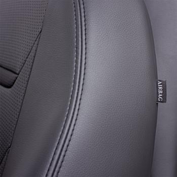 11 899 р. Комплект чехлов для сидений (ЦЗС 3Г Орегон) ТУРИН-2 Lord Autofashion  Nissan Almera  G15 (2012-2019) седан (серый, вставка серая+черная, строчка серая)  с доставкой в г. Кемерово. Увеличить фотографию 3