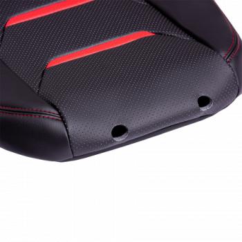 11 899 р. Комплект чехлов для сидений (ЦЗС 2П+1Г Орегон) ТУРИН-2 Lord Autofashion  Volkswagen Polo  5 (2009-2020) седан дорестайлинг, седан рестайлинг (черный, вставка черная+красная, строчка красная)  с доставкой в г. Кемерово. Увеличить фотографию 8