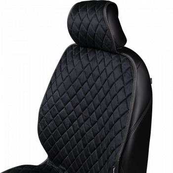 2 499 р. Накидка (2 места Хами) АЛЯСКА ст РОМБ Lord Autofashion   (черный, строчка бежевая)  с доставкой в г. Кемерово. Увеличить фотографию 3