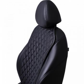 1 189 р. Накидка на сиденье (1 место Каир) ЛЮКС ст РОМБ Lord Autofashion   (черный, строчка черная)  с доставкой в г. Кемерово. Увеличить фотографию 2