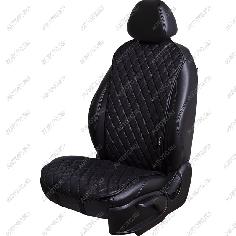 1 189 р. Накидка на сиденье (1 место Каир) ЛЮКС ст РОМБ Lord Autofashion   (черный, строчка черная)  с доставкой в г. Кемерово