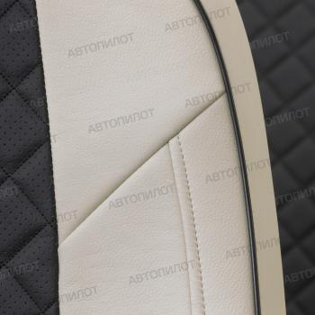 8 499 р. Чехлы на сиденья Ромб (к.Comfort Line раздел. 40/60 + вырез под подлокот. экокожа) Автопилот Volkswagen Passat B8 седан дорестайлинг (2015-2019) (белый/черный)  с доставкой в г. Кемерово. Увеличить фотографию 6