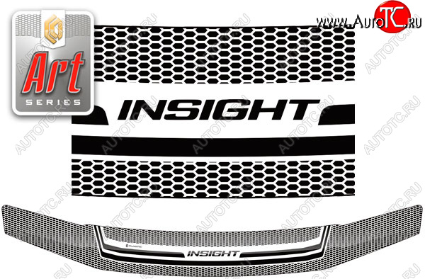 2 299 р. Дефлектор капота CA-Plastic  Honda Insight  ZE2 (2009-2011) хэтчбэк 5 дв. дорестайлинг (Серия Art черная)  с доставкой в г. Кемерово