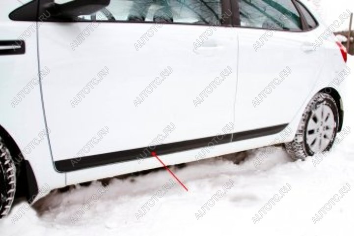 1 089 р. Молдинг на двери передний левый (вариант 2) Русская Артель KIA Rio 3 QB дорестайлинг седан (2011-2015) (глянец под покраску)  с доставкой в г. Кемерово
