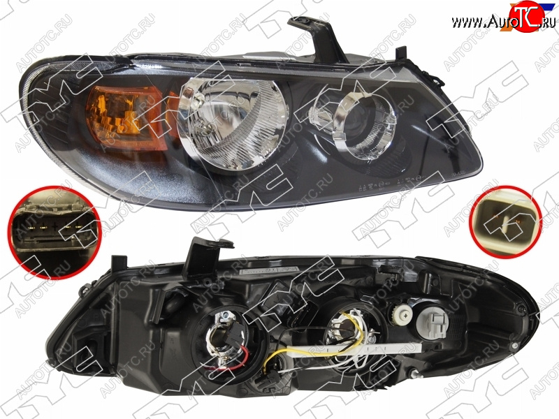 7 699 р. Фара правая (под эл. корректор, внутри черная) TYC  Nissan Almera  N16 (2002-2006) седан рестайлинг  с доставкой в г. Кемерово